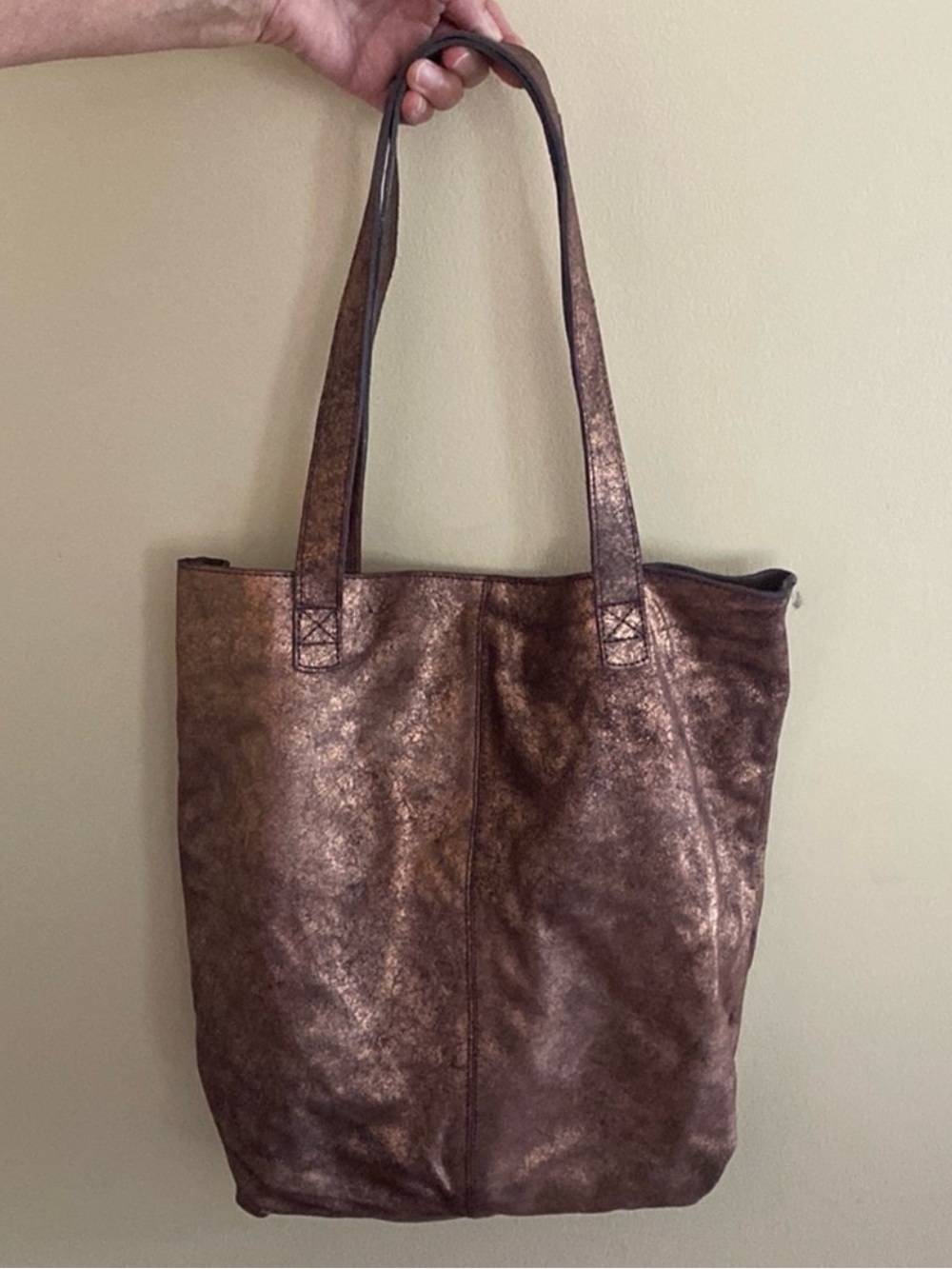 Pink Metallic Leather Tote NWT